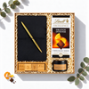 Geschenkbox Business Eleganz mit schwarzem Notizbuch, Kugelschreiber, Bambuskalender und Lindt Excellence Orange, Ansicht von oben