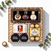 Geschenkbox Symphonie der Sinne mit Mozart Likör-Trio, Reber Mozartkugeln, Ferrero Rocher und Staud's Konfitüre, Ansicht von oben